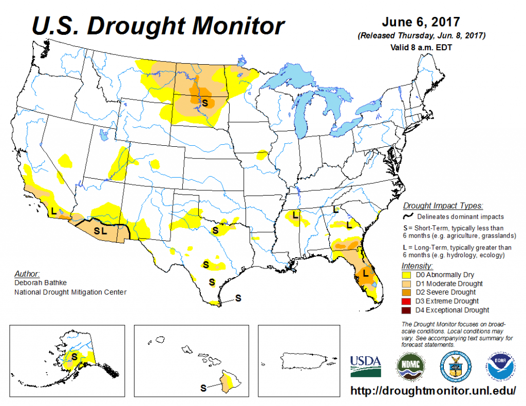 Drought monitor map, June 2017