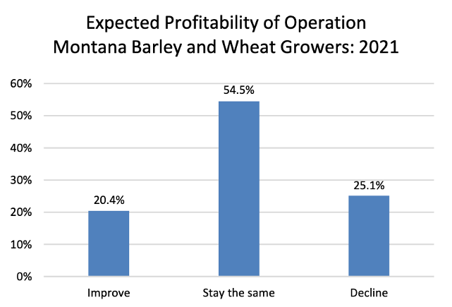 Graph showing expected profitability of operations; 54% report expecting to stay the same